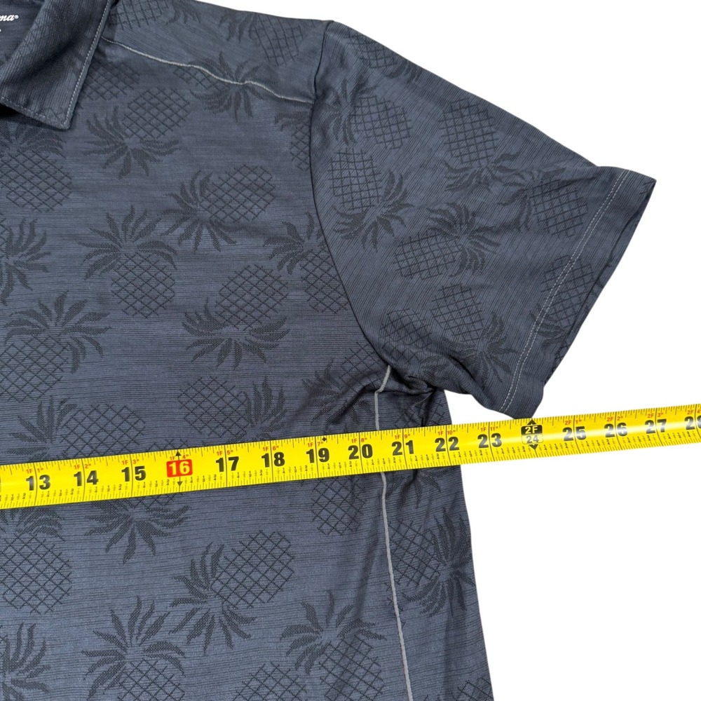Tommy Bahama IslandZone Polo Shirt‎ Men's Large Gray Pineapple Print Golf Casual - Picture 6 of 8
